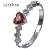 LeeChee Garnet Heart Ring for Young Girl Wedding Anniversary Gift 5MM Wine Red Natural Gemstone Jewelry 925 Sterling Silver|Rings|