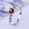 LeeChee Garnet Heart Ring for Young Girl Wedding Anniversary Gift 5MM Wine Red Natural Gemstone Jewelry 925 Sterling Silver|Rings|