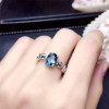 LeeChee London Blue Topaz Ring 6*8MM Natural Gemstone Fine Jewelry for Women Anniversary Birthday Gift Real 925 Sterling Silver|Rings|