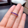 Natural Amethyst Ring for Women Anniversary Gift 3MM 7Pieces Purple Gemstones Fine Jewelry Band Rings Real 925 Sterling Silver|Rings|