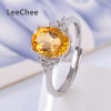 100% Natural Citrine Ring 925 Sterling Silver Yellow Gemstone Fine Jewelry for Women Gift 2ct Oval Birthstone 7*9MM free ship|Rings|
