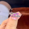 Pink Sapphire Ring 3*4MM 3 Pieces Natural Gemstones Fine Jewelry for Girl Friend Anniversary Gift Real 925 Sterling Silver|Rings|