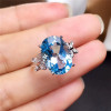 LeeChee Topaz Ring 10*14MM Blue Natural Gemstone Fashion Jewelry Real 925 Sterling Silver for Women Anniversary Gift Free Ship|Rings|