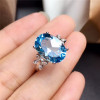 LeeChee Topaz Ring 10*14MM Blue Natural Gemstone Fashion Jewelry Real 925 Sterling Silver for Women Anniversary Gift Free Ship|Rings|