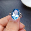 LeeChee Sky Blue Topaz Ring for Women Birthday Gift 10*14MM Natural Gemstone Fashion Jewelry Real 925 Sterling Silver Free Ship|Rings|