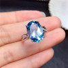 LeeChee Sky Blue Topaz Ring for Women Birthday Gift 10*14MM Natural Gemstone Fashion Jewelry Real 925 Sterling Silver Free Ship|Rings|