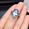 LeeChee Sky Blue Topaz Ring for Women Birthday Gift 10*14MM Natural Gemstone Fashion Jewelry Real 925 Sterling Silver Free Ship|Rings|