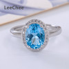Natrual blue Topaz ring fashion gemstone jewelry for women 7*9mm High quality for office lady real 925 Solid Sterling Silve|Rings|