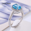 Natrual blue Topaz ring fashion gemstone jewelry for women 7*9mm High quality for office lady real 925 Solid Sterling Silve|Rings|