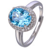 Natrual blue Topaz ring fashion gemstone jewelry for women 7*9mm High quality for office lady real 925 Solid Sterling Silve|Rings|