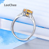 LeeChee 100% natural citrine ring for women daily wear round 7mm yellow gemstone fashion jewelry Real 925 Solid Sterling Silver|Rings|