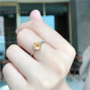 LeeChee 100% natural citrine ring for women daily wear round 7mm yellow gemstone fashion jewelry Real 925 Solid Sterling Silver|Rings|