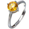LeeChee 100% natural citrine ring for women daily wear round 7mm yellow gemstone fashion jewelry Real 925 Solid Sterling Silver|Rings|