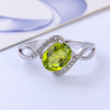 LeeChee Peridot ring for women 100% natural 6*8mm 1.5ct green gemstone jewelry birthday gift Real 925 Solid Sterling Silver|Rings|