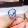 Natural Topaz Ring 10*14MM Blue Gemstone Jewelry Luxuriant Rings for Women Anniversary Birthday Gift Real 925 Sterling Silver|Rings|