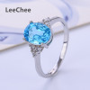 Blue Topaz ring for women birthday gift 7*9mm natural gemstone jewelry high quality free ship real 925 Solid Sterling Silve|Rings|