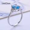 Blue Topaz ring for women birthday gift 7*9mm natural gemstone jewelry high quality free ship real 925 Solid Sterling Silve|Rings|