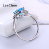 Blue Topaz ring for women birthday gift 7*9mm natural gemstone jewelry high quality free ship real 925 Solid Sterling Silve|Rings|