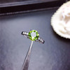 LeeChee 100% Natural Peridot Ring 8mm Green Gemstone Fine Jewelry for Women Daily Wear Real 925 Solid Sterling Silver Free Ship|Rings|