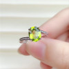 Real Solid 925 Sterling Silver Ring 7*9MM Natural Peridot Fine Jewelry For Women Engagement Gift Green Gemstone Free Ship|Rings|