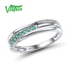 VISTOSO Genuine 14K White Gold Rings For Lady Shiny Diamond Fancy Emerald/Ruby/Sapphire Engagement Anniversary Chic Fine Jewelry|Rings|