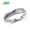 VISTOSO Genuine 14K White Gold Rings For Lady Shiny Diamond Fancy Emerald/Ruby/Sapphire Engagement Anniversary Chic Fine Jewelry|Rings|
