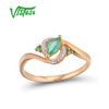 VISTOSO Gold Rings For Women Genuine 14K 585 Rose Gold Ring Magic Emerald Sparkling Diamond Engagement Anniversary Fine Jewelry|Rings|
