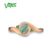 VISTOSO Gold Rings For Women Genuine 14K 585 Rose Gold Ring Magic Emerald Sparkling Diamond Engagement Anniversary Fine Jewelry|Rings|