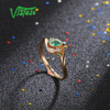 VISTOSO Gold Rings For Women Genuine 14K 585 Rose Gold Ring Magic Emerald Sparkling Diamond Engagement Anniversary Fine Jewelry|Rings|