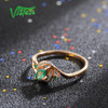 VISTOSO Gold Rings For Women Genuine 14K 585 Rose Gold Ring Magic Emerald Sparkling Diamond Engagement Anniversary Fine Jewelry|Rings|