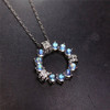 Natural Monstone Pendant 3mm Genuine Blue Ray Gemstone Necklace for Women Anniversary Gift Real 925 Sterling Silver Fine Jewery|Pendants|
