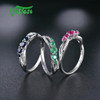 VISTOSO 14K White Gold Rings For Lady Genuine Shiny Diamond Fancy Sapphire/Ruby/Emerald Engagement Anniversary Chic Fine Jewelry|Rings|