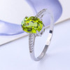 LeeChee Real 925 Solid Sterling Silver Ring 6*8mm green crystal gemstone dating jewelry 100% natural peridot ring|Rings|