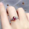 Natural pyrope garnet ring real 925 soild sterling silver 5*7mm gemstone find jewelry for women Anniversary gift free ship|Rings|
