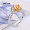 Leechee 100% natural citrine ring for women high quality 7*9mm yellow gemstone jewelry for girl real 925 Solid Sterling silver|Rings|