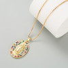 LUALA New Gold Color Mary Necklaces Vintage Colorful Zircon Statement Necklace Women Fashion Pendant Jewelry wholesale|Pendant Necklaces|