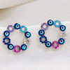 LUALA 2021 Lucky Eye Evil Eye Stud Earrings Silver Color Earrings for Women Multicolor Zircon Girls Fashion Jewelry Wholesale|Stud Earrings|