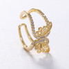 LUALA Luxury Copper Inlaid Zircon Ring Beautiful Butterfly Cocktail Opening Ring for Women Korean New Design Fashion Jewelry|Rings|