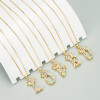 LUALA Colorful Zircon Alphabet Pendant Necklaces For Women Men Crown Initial Letter Necklace Hip Hop Gold Chain Crystal Jewelry|Pendant Necklaces|