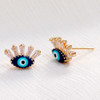 LUALA 2021 585 Rose Gold Colour Micro Pave Zircon Small Stud Earrings Blue Turkish Eye Earring Fashion Jewelry for Women No Fade|Stud Earrings|
