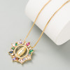 LUALA New Gold Color Sunflower Mary Necklaces Vintage Colorful Zircon Statement Necklace Women Fashion Pendant Jewelry|Pendant Necklaces|