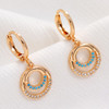 LUALA 2021 New 585 Rose Gold Colour Blue Turkish Eye Hoop Earrings Fatima Hamsa Hand Small Earring Jewelry for Women Girls|Hoop Earrings|