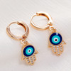 LUALA 2021 New 585 Rose Gold Colour Blue Turkish Round Eye Small Hoop Earrings Fashion Jewelry for Women Girls No Fade|Hoop Earrings|