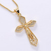 LUALA Gold Color CZ Cross Christ Jesus Pendant Necklace with Zircon 316L Stainless Steel Link Chain Women Jewelry Gift No Fade|Pendant Necklaces|