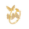 LUALA 2021 New Open Adjustable Size 4 Butterfly Ring for Women Gold Color CZ Paved Luxury Fashion Accessories Wholesale|Rings|