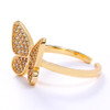 LUALA 2021 New Butterfly Rings For Women Adjustable Gold Colour Cuff Open Ring Cubic Zirconia Wholesale Fashion Jewelry Gifts|Rings|