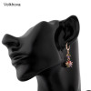 Volkhova Shiny Colorful Crystals Cubic Zirconia Three Flower Design Long Drop Earrings for Women Party Queen Wedding Jewelry|Drop Earrings|