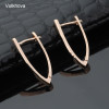 Simple 585 Rose Gold/White Gold Color Copper Stud Earrings V Shape Fashion Ear Studs Classic Earrings For Women Jewelry Gifts|Stud Earrings|