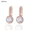 Classic Cubic Zircon Drop Earring For Women Simple Dazzling Summer Style Rose Gold Fashion Jewelry Earring Party Gifts|Drop Earrings|