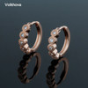 Fashion Round Plant Earrings Circle 585 Rose Gold Color Hoop Earrings Unique Micro inlaid AAA Zircon Earring For Women|Hoop Earrings|